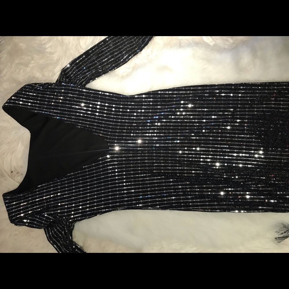 BLACK DRESS WITH SILVER SEQUIN/SPARKLE BIRTHDAY - Picture 5 of 5